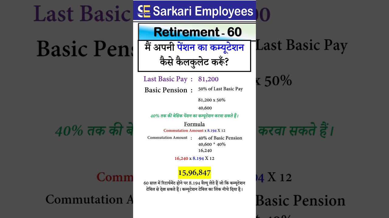 Retirement 060: How to Calculate Pension Commutation for Government Employees 📊