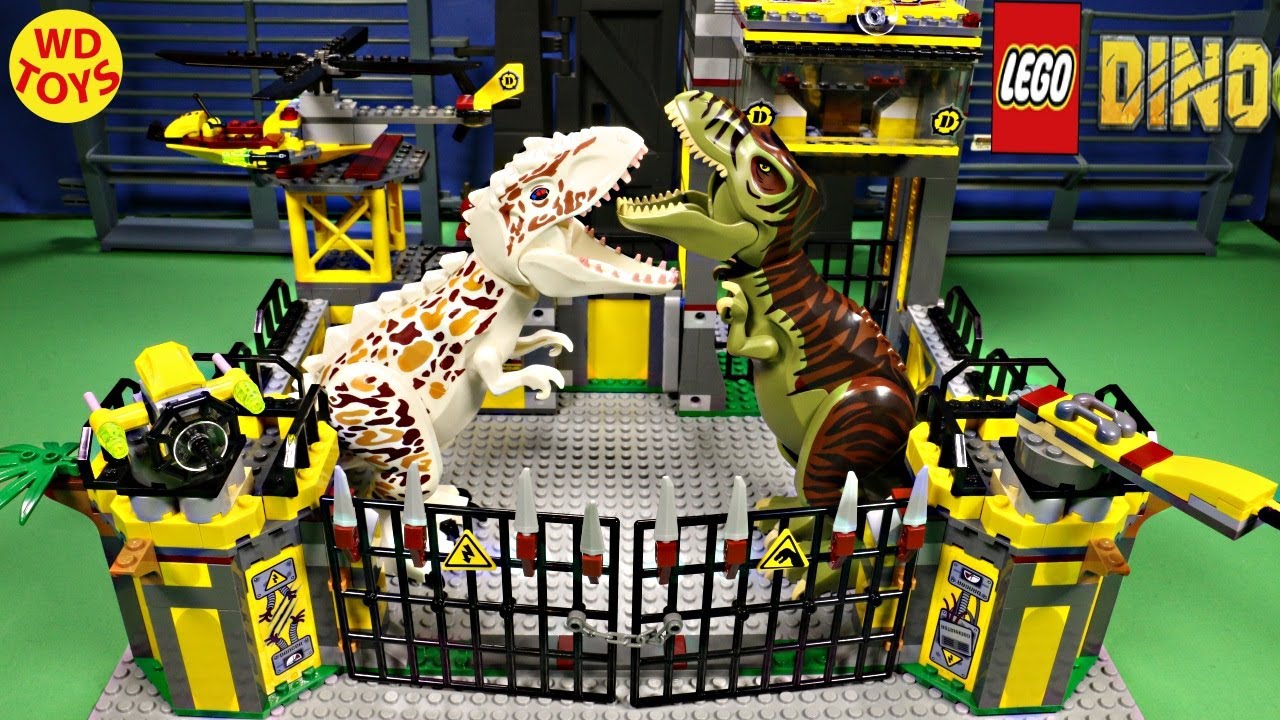 LEGO Dino Defense HQ 5887 STOP MOTION SPEED BUILD DINOSAUR TOYS INDOMINUS VS TREX JURASSIC WORLD