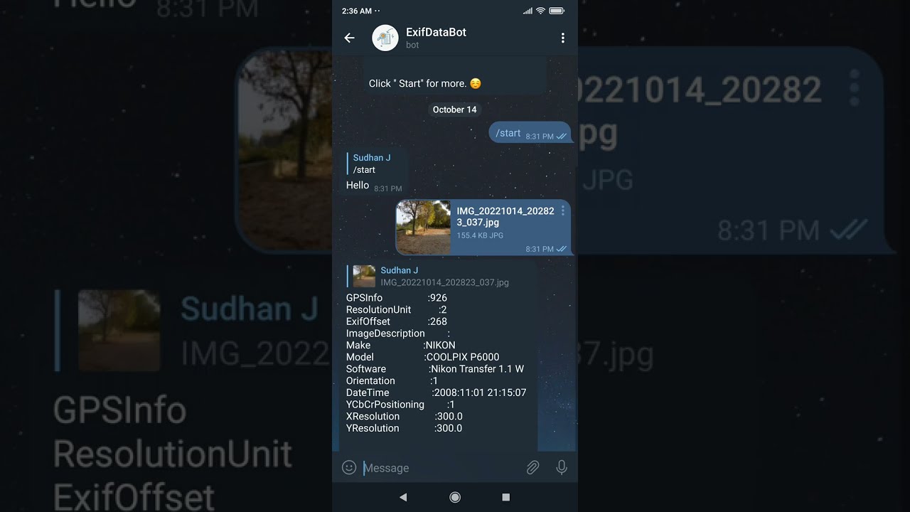Meta Data (EXIF) Extractor Bot on Telegram 📸