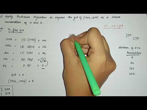 GCD as linear combination using Euclid Algorithm| Unit 3 Algebra Number Theory Anna University Tamil