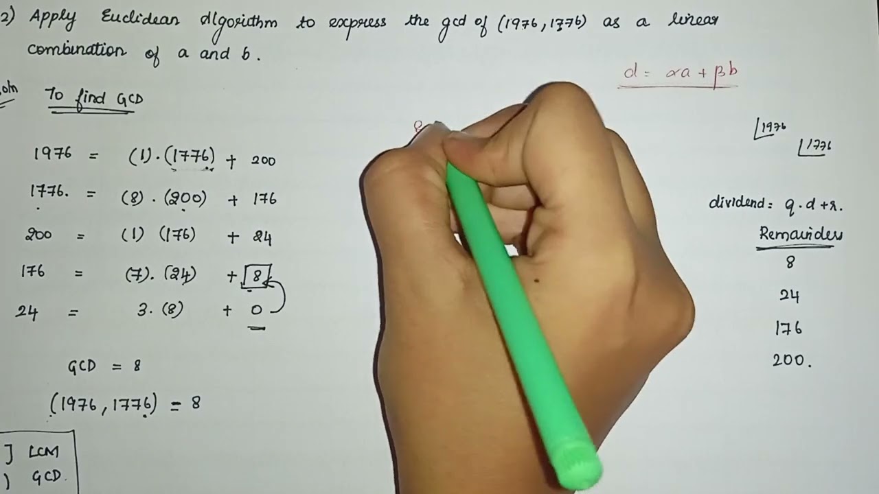 Learn How to Find GCD as a Linear Combination Using Euclid's Algorithm ๐ | Anna University Algebra Unit 3
