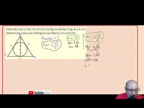 Área do triângulo equilátero circunscrito