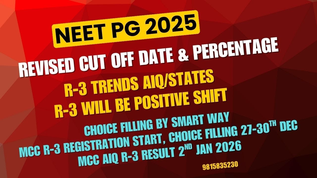 NEET PG 2025 MCC AIQ R-3 Trends & Cutoff Updates