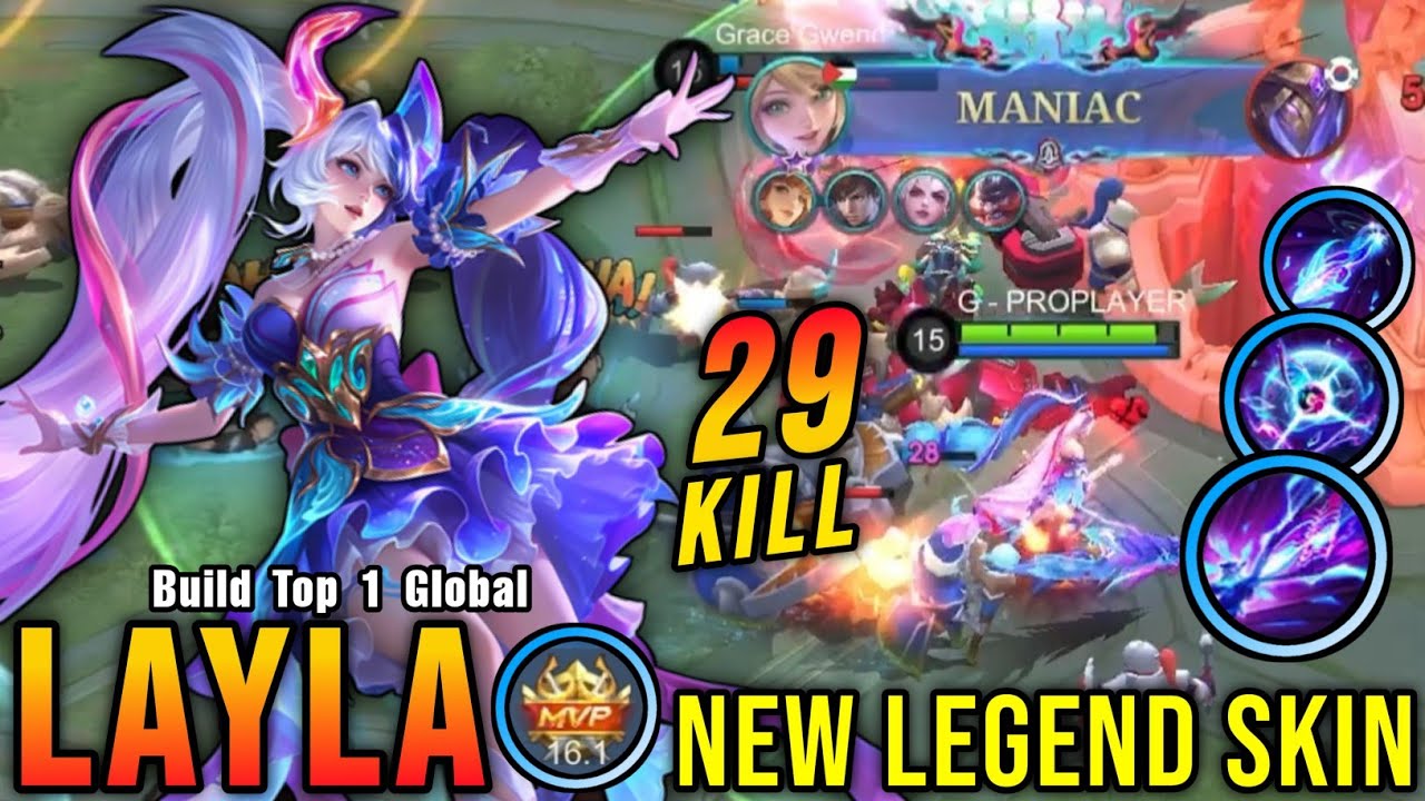 29 Beacon Layla Legend Skin Gameplay - 29 Kills and Top 1 Global Build