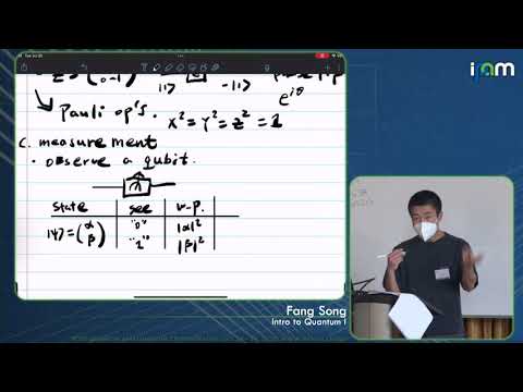 Fang Song - Introduction to quantum computing Part 1 of 3 - IPAM at UCLA