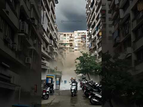 Gempa Dahsyat & Banjir Bandang! Rumah Susun Hancur Diterjang Air Deras #viral #shorts