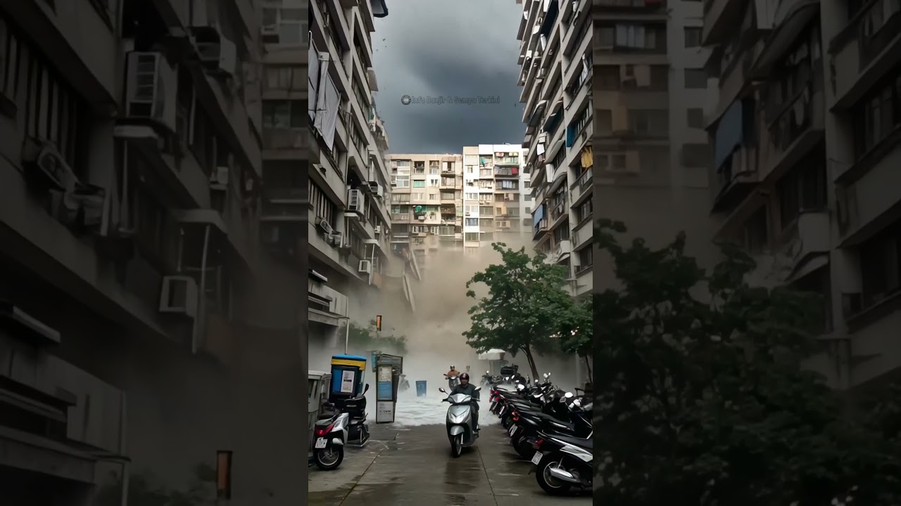 Gempa Dahsyat dan Banjir Bandang Hancurkan Rumah Susun! π¨ #Viral