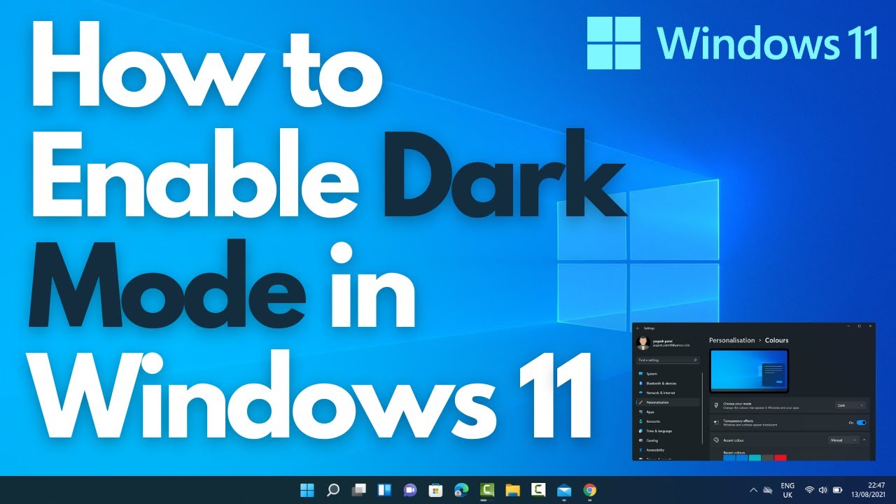 Enable Dark Mode in Windows 11 🌙