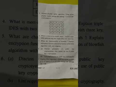Cryptography | 2023 bca |ques paper | lucknow university | #bca #lucknowuniversity #cryptography