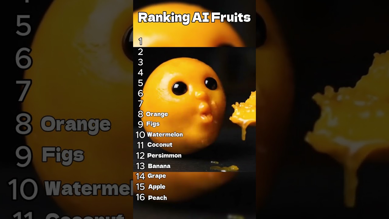 Top Cute AI-Generated Fruit Eating Clips #ranking #asmr #shorts