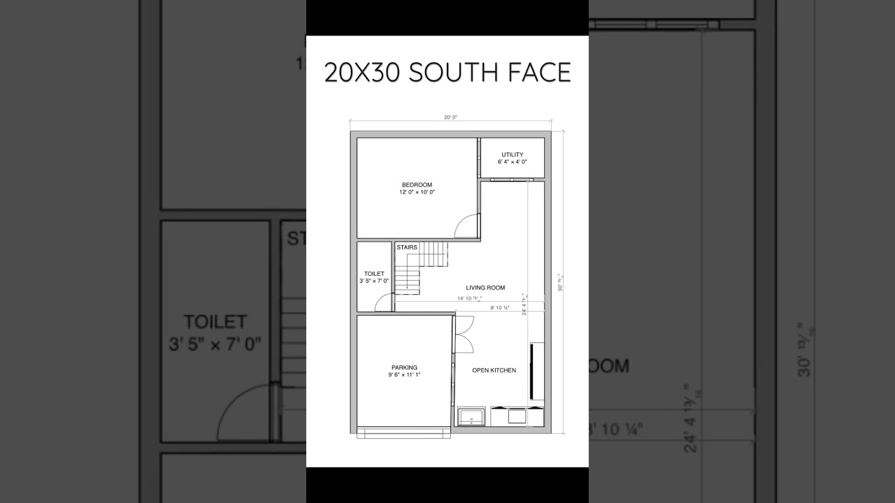 20x30 South Face 1BHK Vastu House Plan 🏠