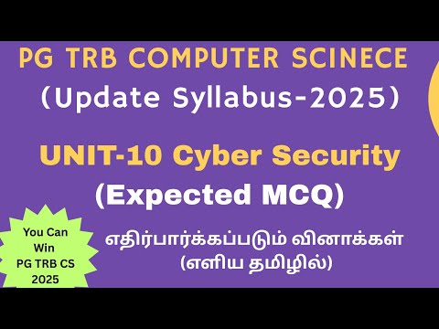 PG TRB 2025 – Computer Science– Unit 10: Cyber Security- Part 1- Important Topics and Expected MCQ