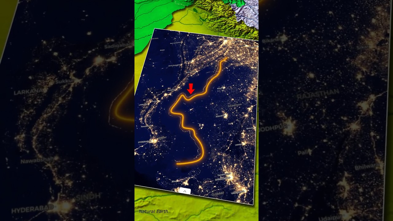 India-Pakistan Border Seen from Space 🌍