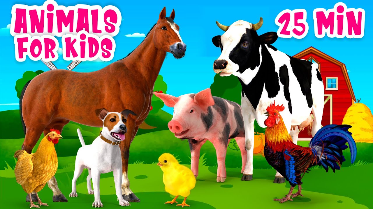 Farm Animal Sounds for Kids 🐓 25 Min