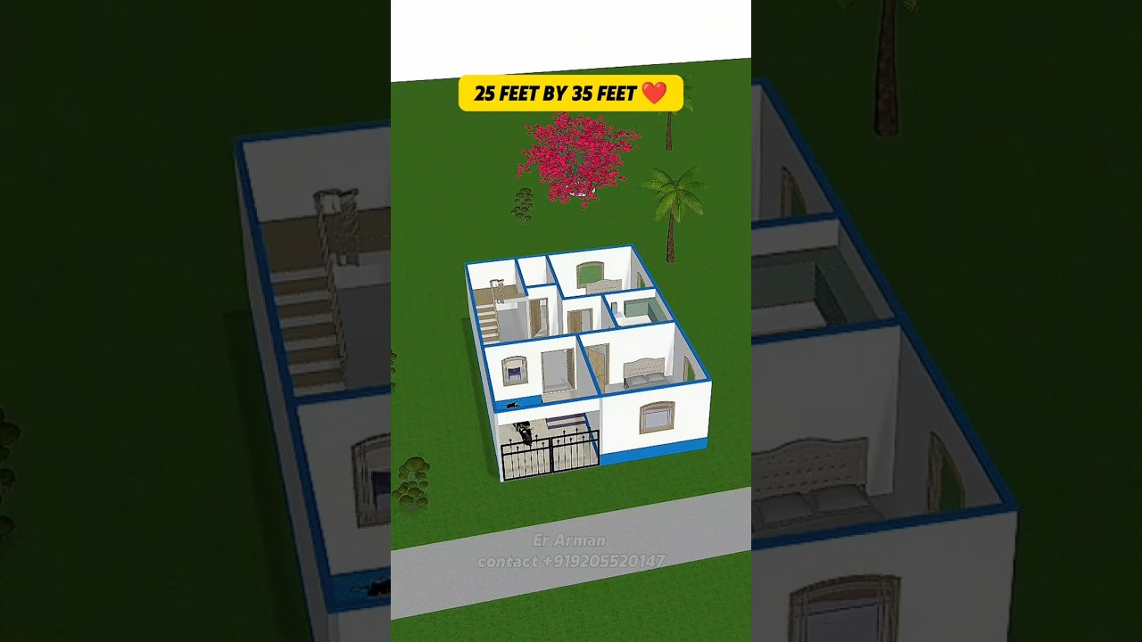 25x35 ft 3D House Plans 🏡