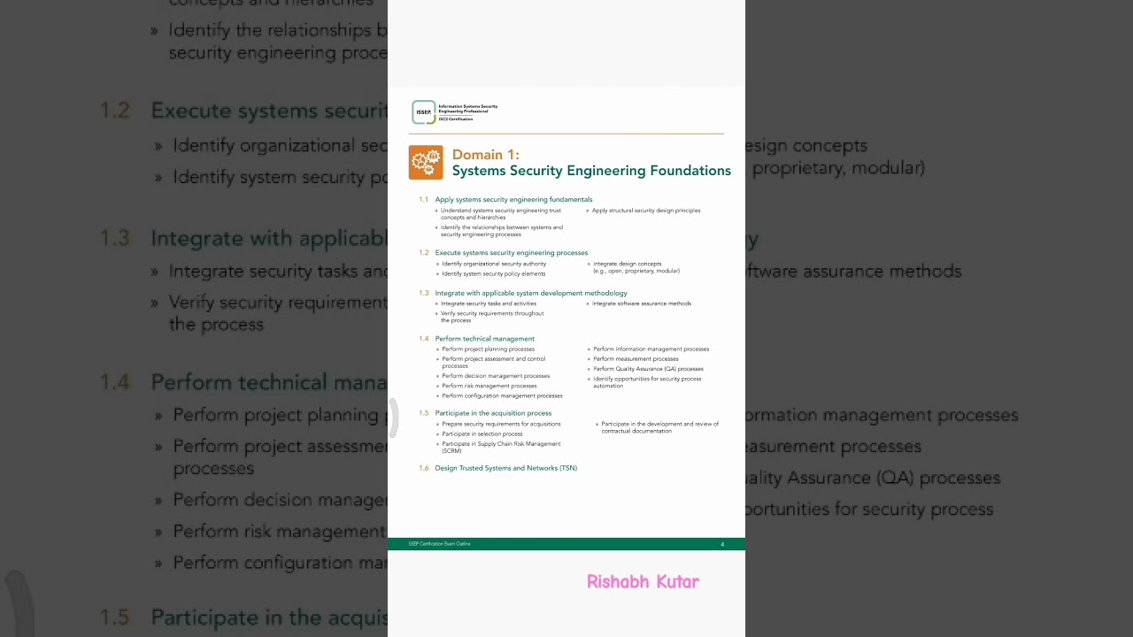 ISSEP โ Information Systems Security Engineering Professional ISC2 certification exam outlines