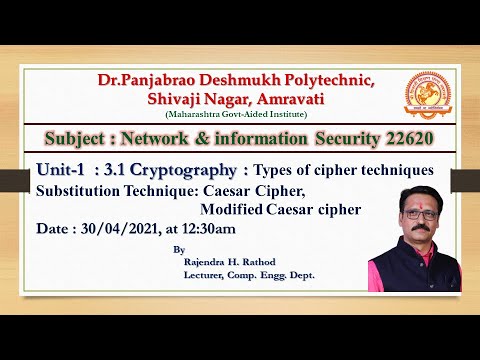 NIS-3.2-1 : Types of Cipher Technique (Substitution Cipher Technique, Caesar cipher)
