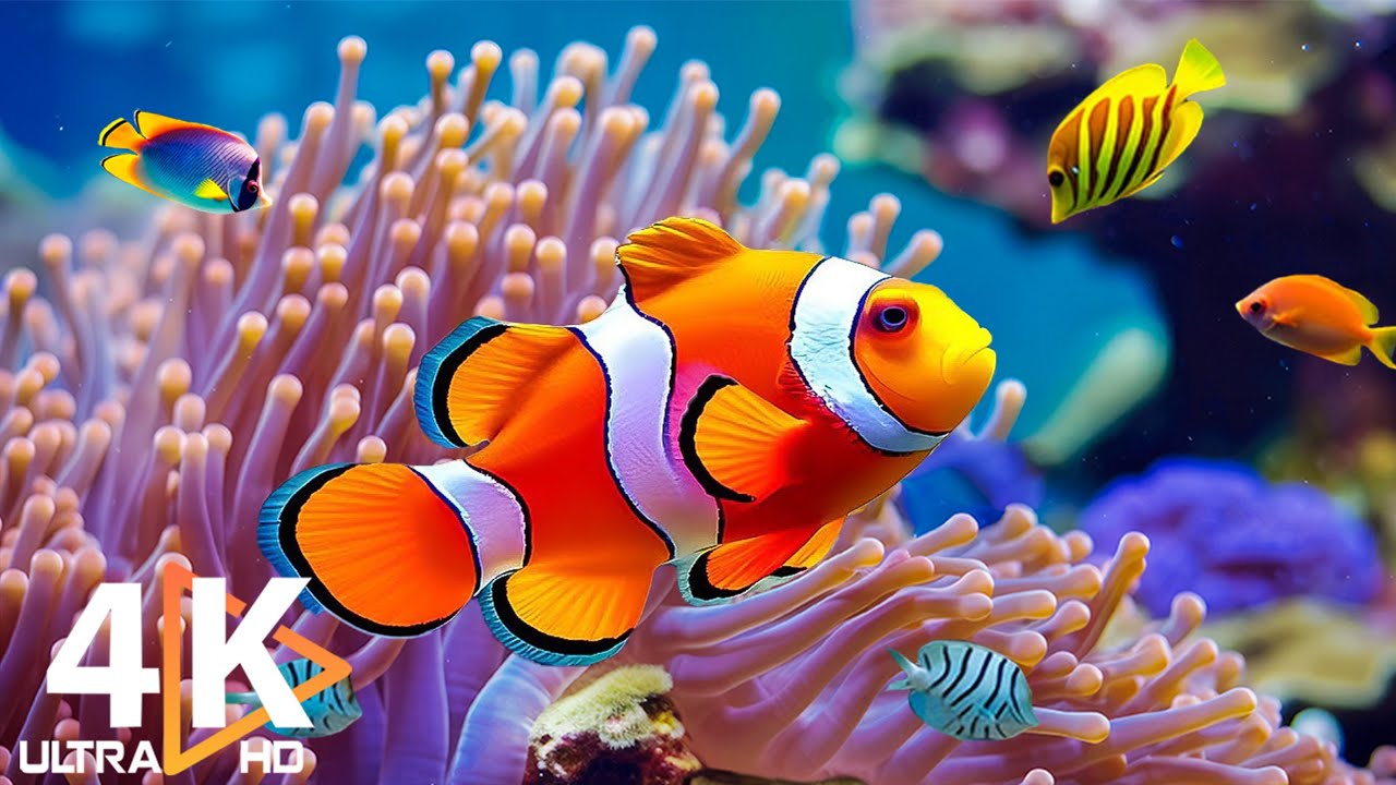 4K Aquarium Video: Relaxing Coral Reef & Fish 🐠