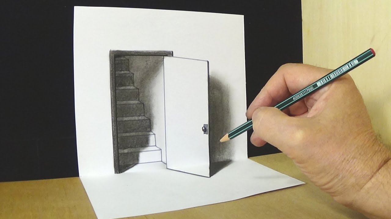 3D Door Illusion Drawing with Pencil ✏️