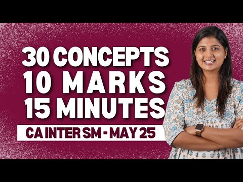 30 Concepts - 10 Marks - 15 Minutes - CA Inter SM - May 25 Exams - CA CPA Nivedha Shankar