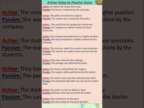 Active to Passive Voice: Rewrite the following sentences in the passive voice.