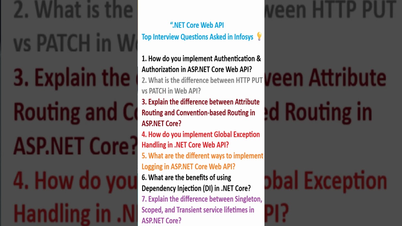 .NET Core Web API | Top Interview Questions Asked in Infosys 💡