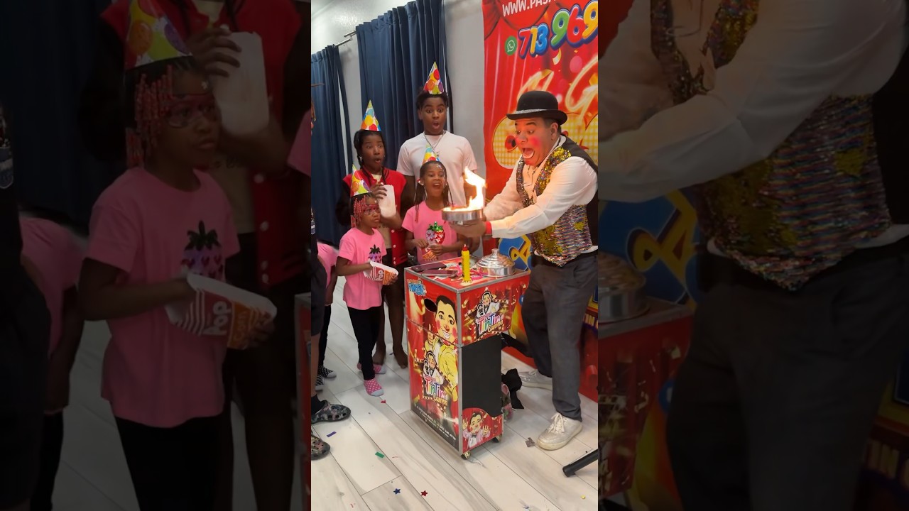 Clown Performs Magic at Birthday Party 🎉