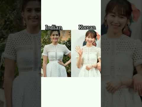 Indian vs Korean actress in same dress 👗 😍 #ytshort #shorts #indian #korean