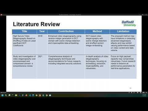 Thesis Mid Video || 'An Efficient DCT-based Video Steganography using Dual Fisher-Yates Algorithm'