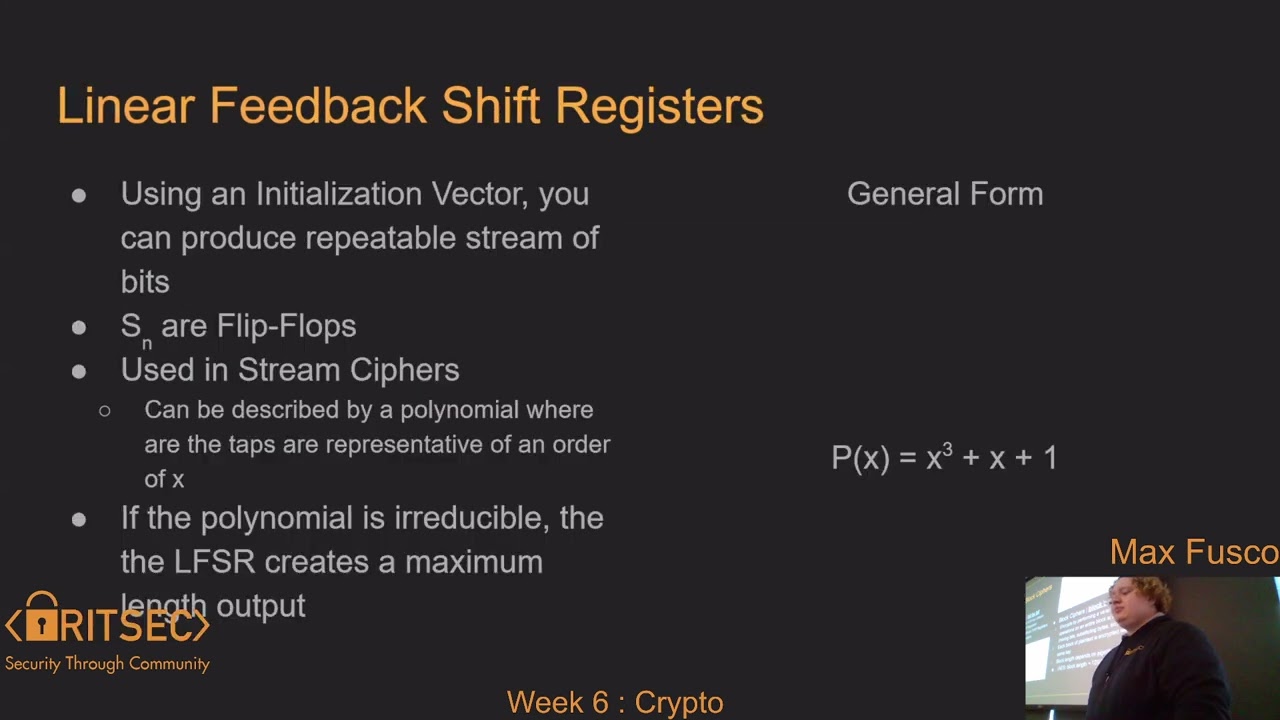 Cryptography Fundamentals - Fall 2021 Week 7 Lecture with Maxwell Fusco 🔐
