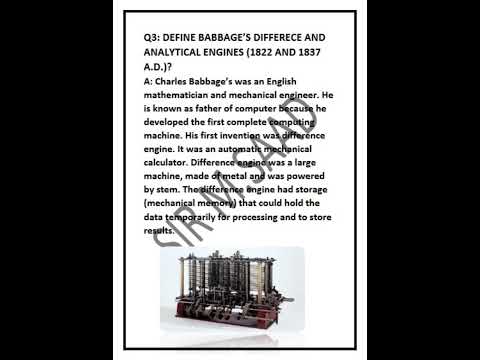 Computer Class 9 Babbage's Difference & Analytical Engine Define Question Solved