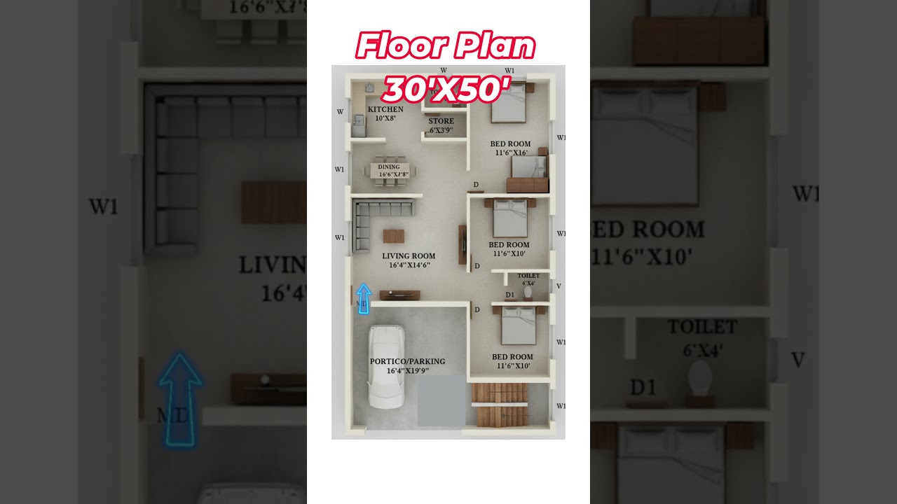 30x50 House & 2BHK Floor Plan π‘