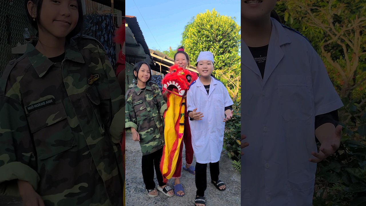 Bác sĩ, cô bộ đội & múa lân vui nhộn 🎉