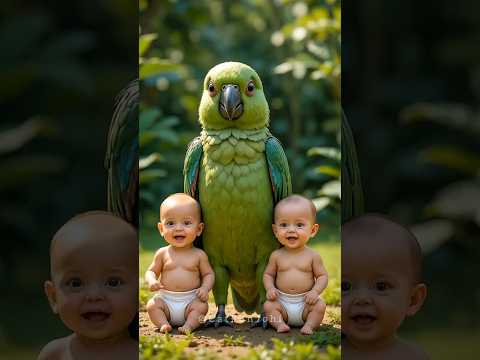 Twins baby parrot dance 🦜🤣| #babydance #cutebaby #parrot #trending #viralshorts #1182