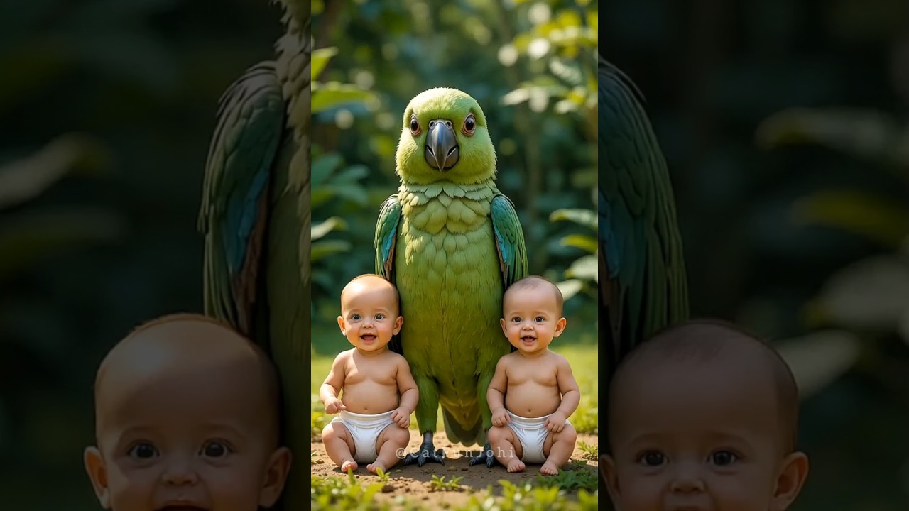 Cute Baby & Parrot Dance 🤣