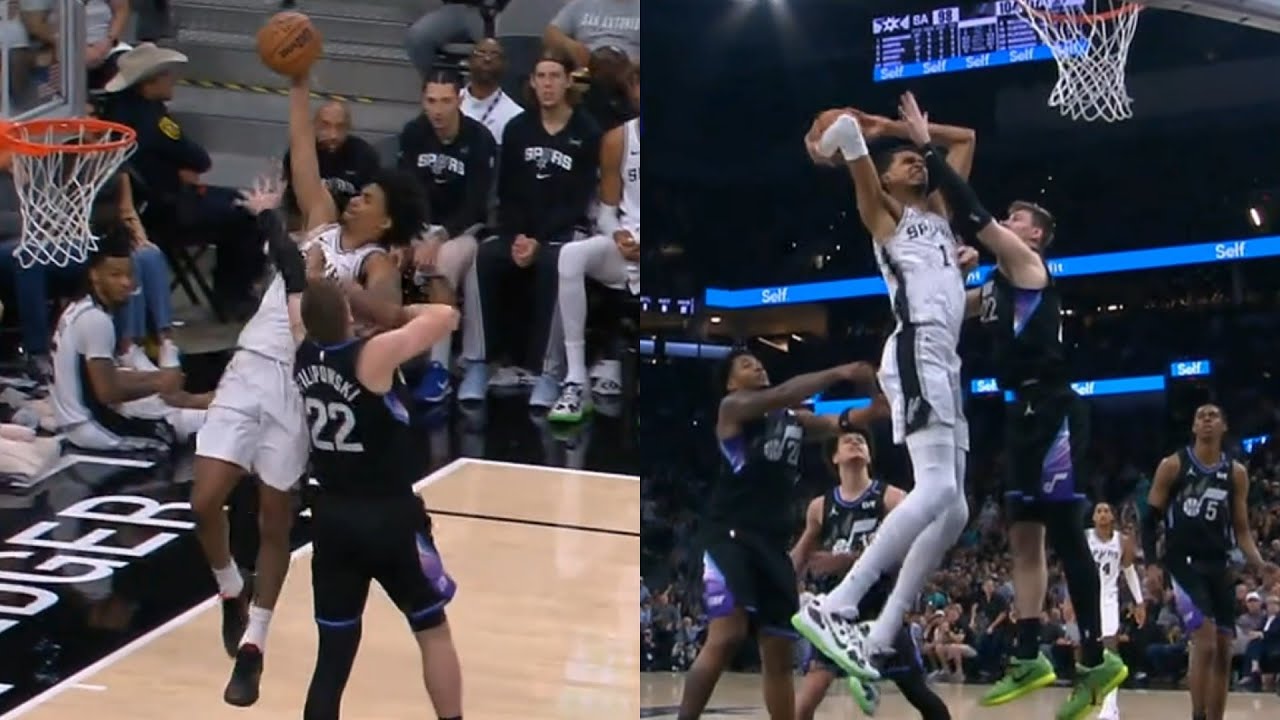 Dylan Harper and Victor Wembanyama monster dunks on Kyle Filipowski 🔥