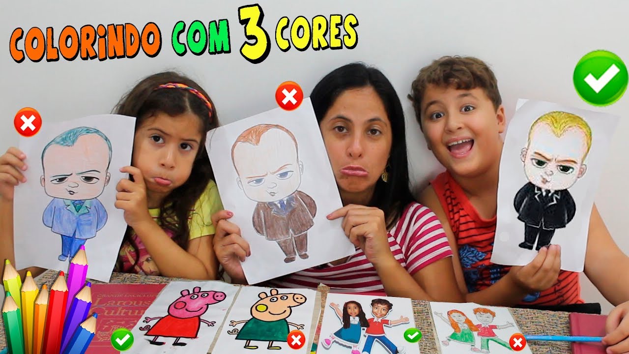 Desafio de Colorir com Apenas 3 Cores 🎨 | Divirta-se com Maria Clara & JP