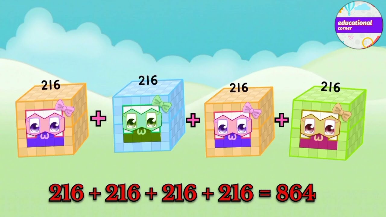 Mathblocks addition four same big number 201 to 220 educational corner @Educationalcorner110