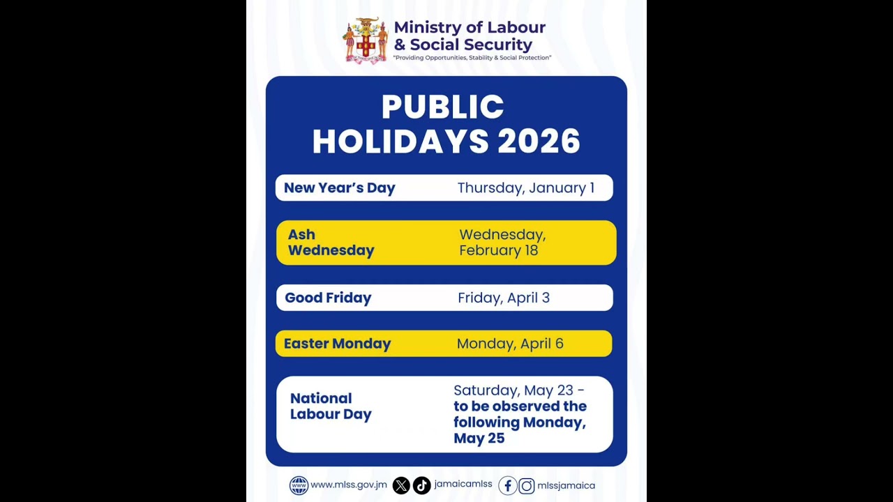 Jamaica Public Holidays 2026 🇯🇲