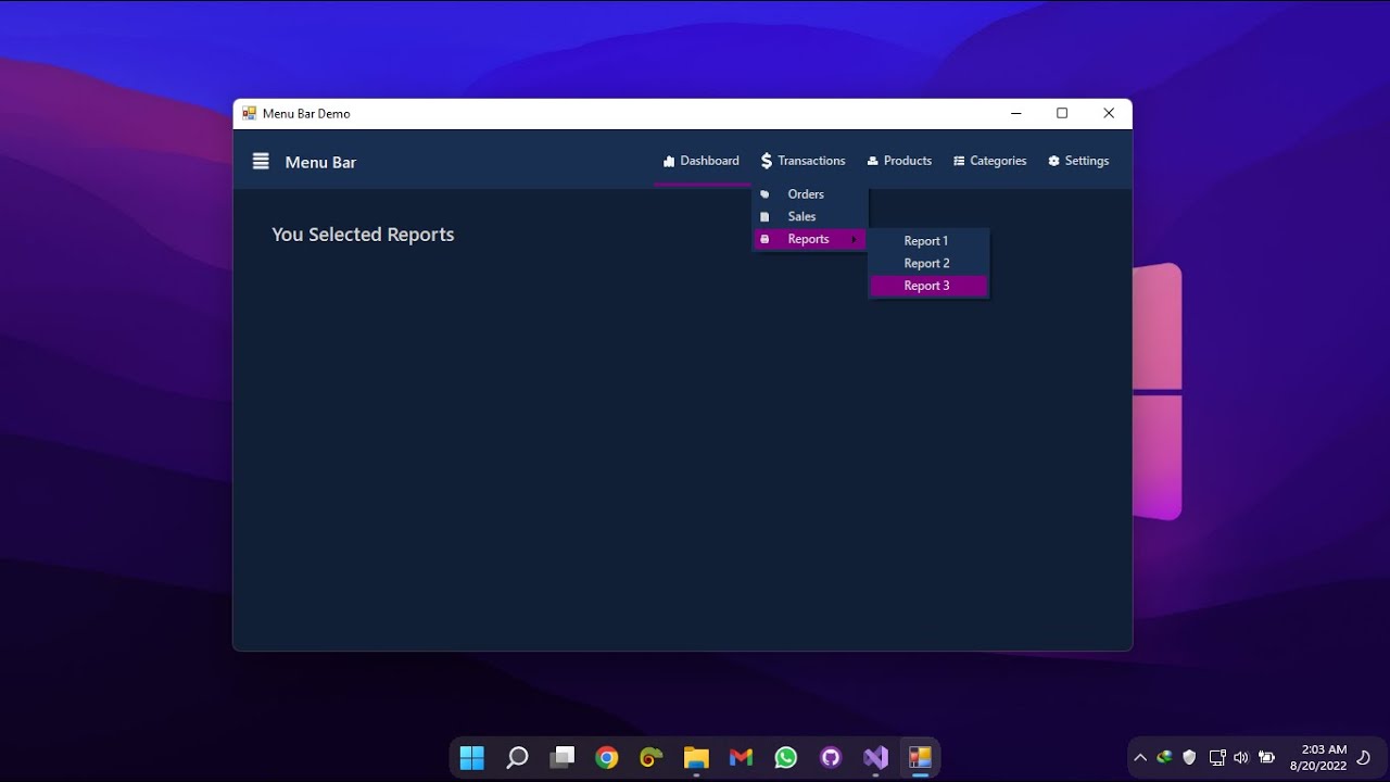 Modern Multi-level MenuBar for WinForms in C# & VB.NET