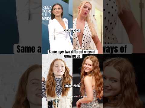Millie & Sadie took different paths growing up 😮#MillieBobbyBrown #SadieSink #beforeandafter