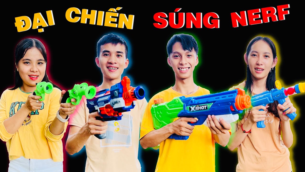 Đại Chiến Súng Nerf mà như tấu hài - Ai là cao thủ thiện xạ || Linh Nhi Family