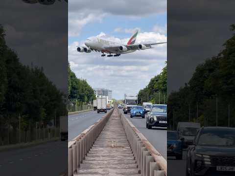 The Giant Airbus A380 flies low over the road! 😱✈️ #emirates #airbus #aviation
