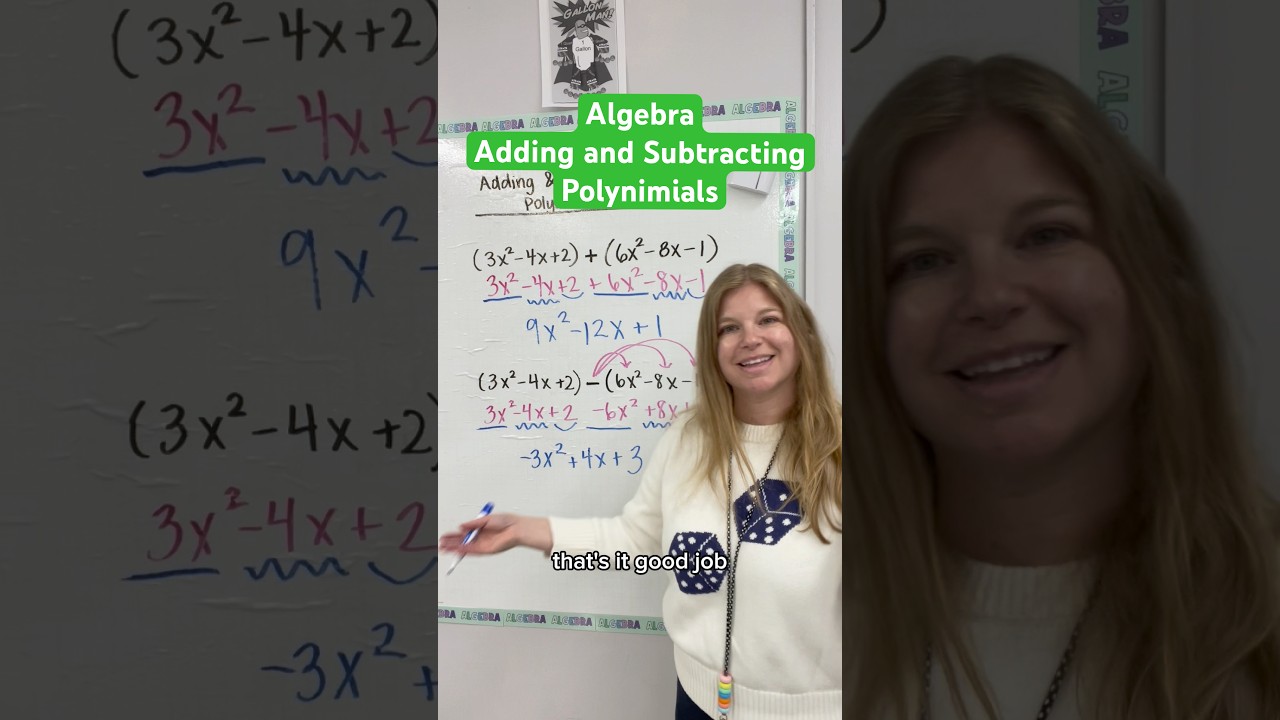 Algebra: Adding and Subtracting Polynomials #algebra #polynomials #math #mathematics #iteachalgebra