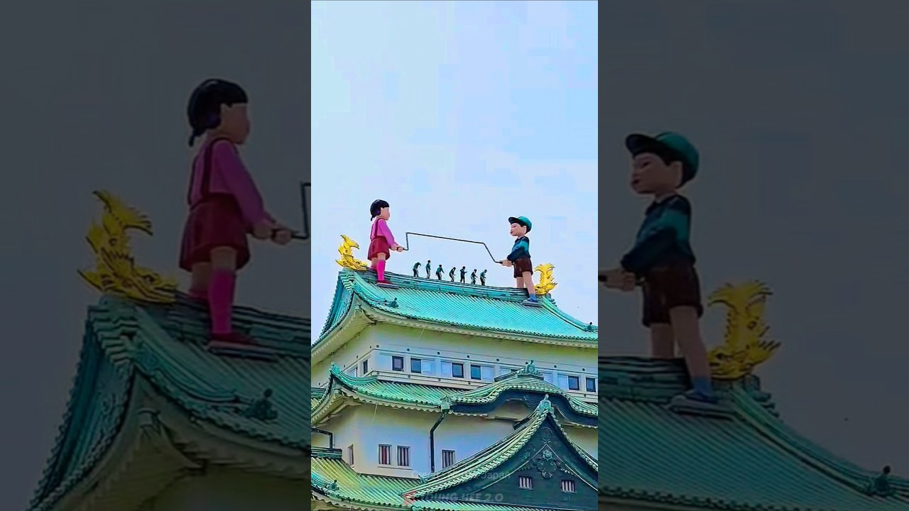 Squid Game Dolls Invade Japanese Castle! Jump Rope Challenge Sparks Craze ๐ฐ๐ฅ