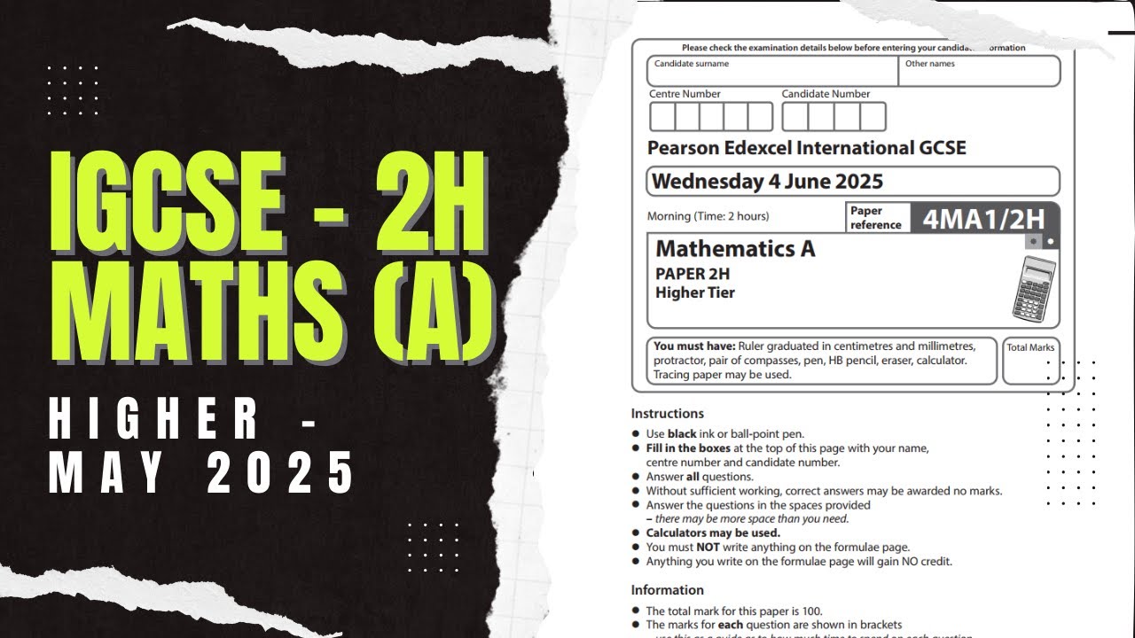 IGCSE Edexcel Maths A | Higher Paper 2 4ma1/2h | May June 2025 |Walkthrough
