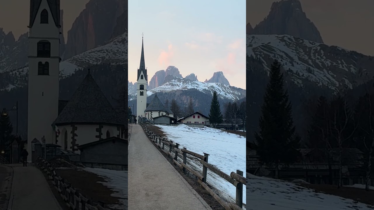 Alba a Canazei con Chiesa e Neve ❄️