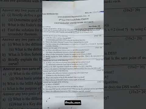 Cryptography Most important questions 🚀 #crytography #playlist #btech #mostimpquestions