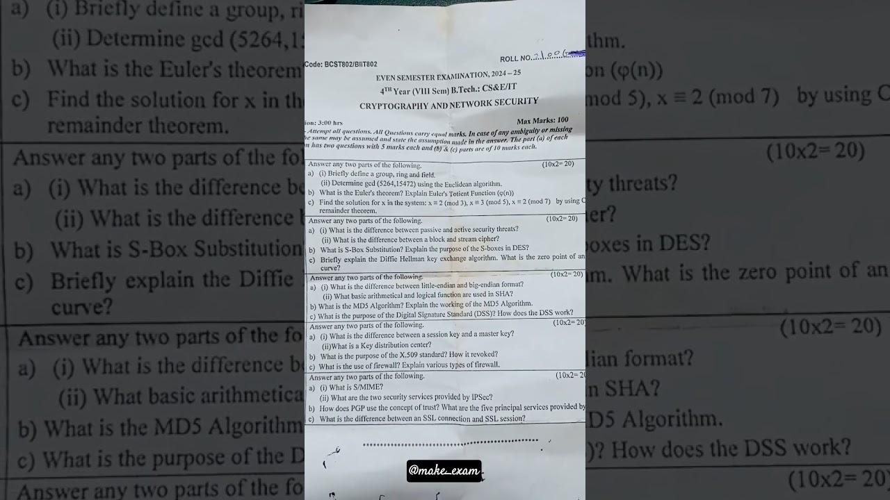 Top Cryptography Questions You Must Know for B.Tech 🚀