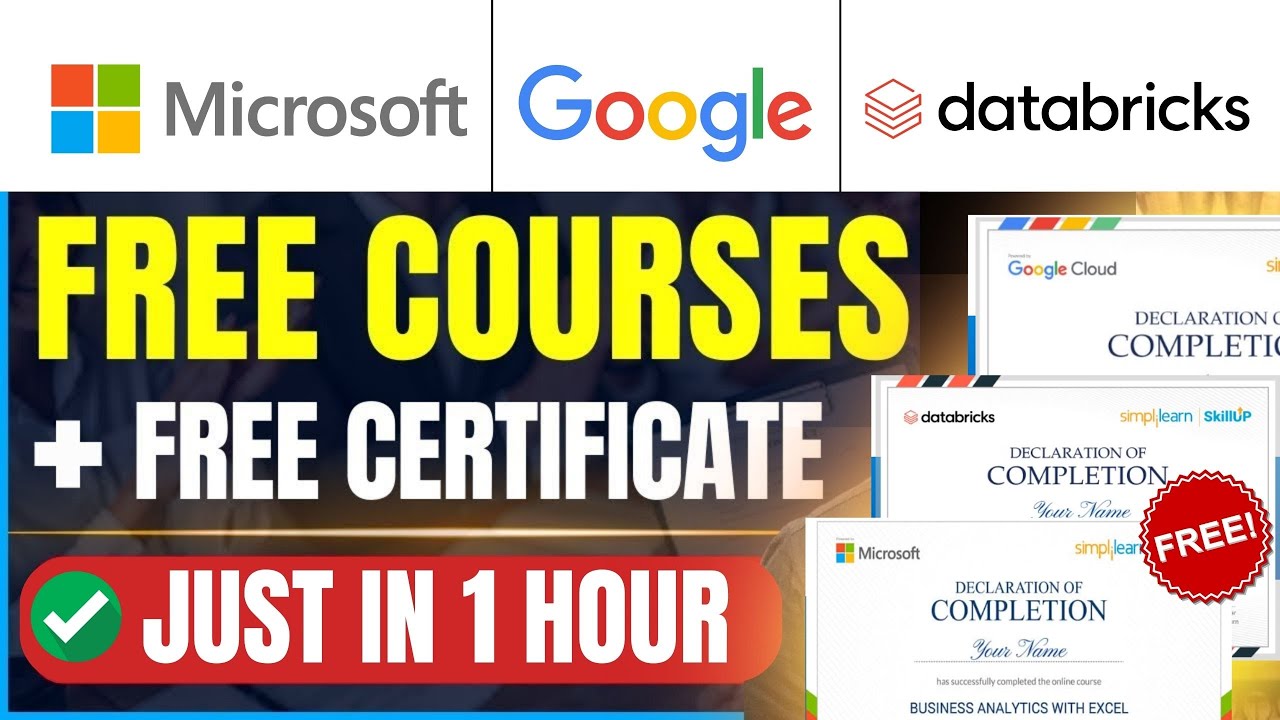 Free Certification Courses from Microsoft, Google & Databricks🔥